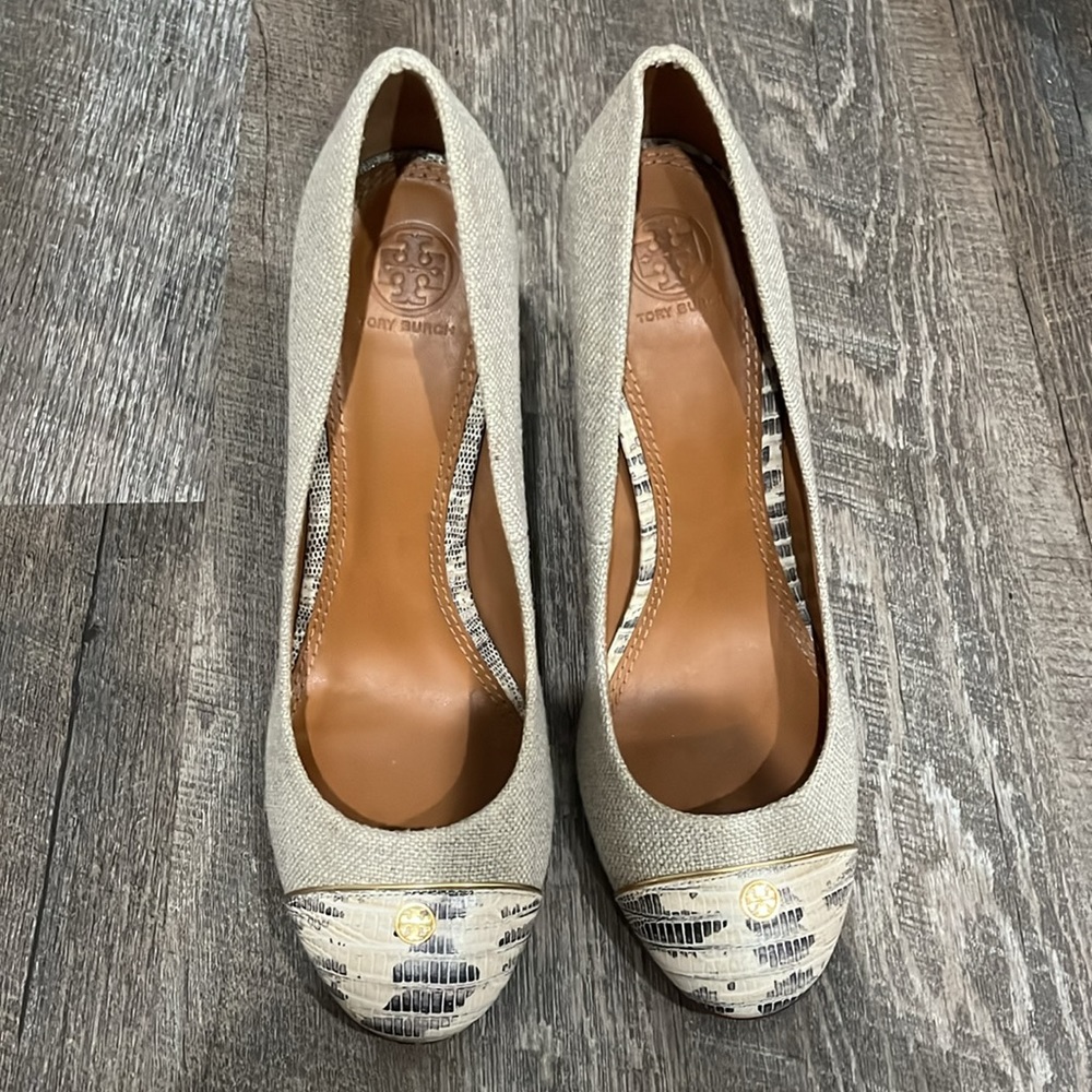 Tory Burch Snake Print And Canvas Block Heel - image 3